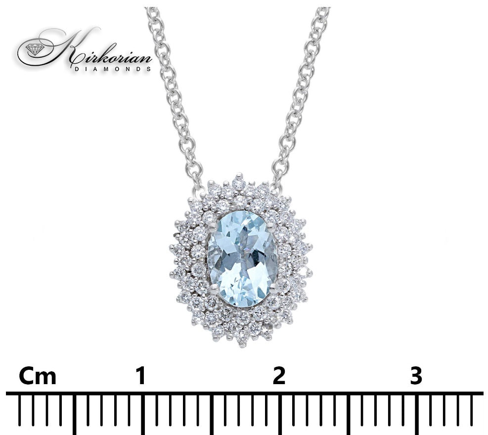 Колие бяло злато 18к с аквамарин 0.66ct и диаманти – Kirkorian Diamonds