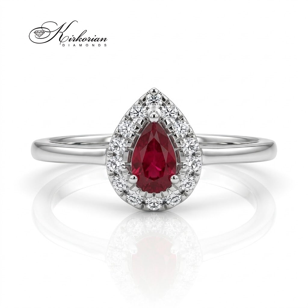 Пръстен с рубин 0.25 ct и естествени диаманти 0.09 ct – фронтален изглед