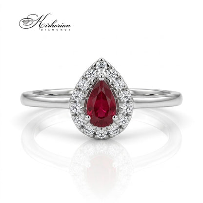 Пръстен с рубин 0.25 ct и естествени диаманти 0.09 ct – фронтален изглед