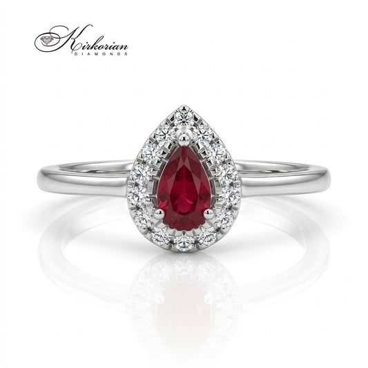 Пръстен с рубин 0.25 ct и естествени диаманти 0.09 ct – фронтален изглед
