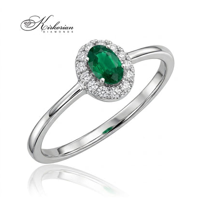 Пръстен S254348 с овален смарагд 0.27 ct и естествени диаманти – перспективен изглед