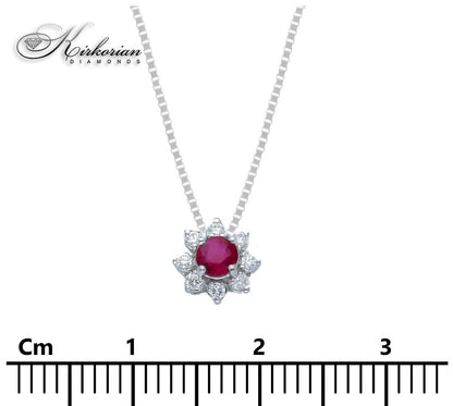Колие бяло злато 18к с рубин 0.18ct и диаманти – Kirkorian Diamonds