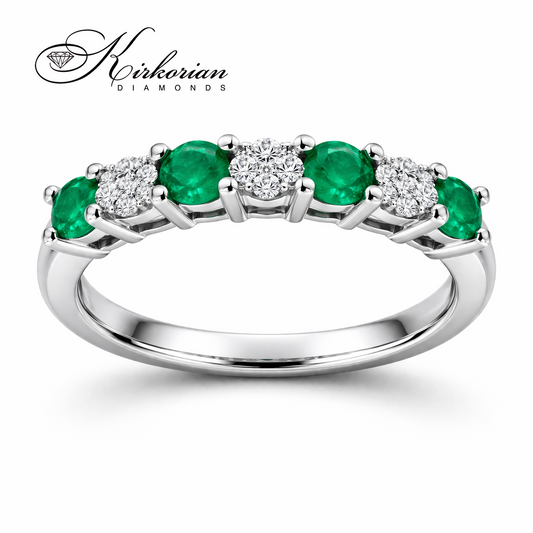 "Дамски пръстен бяло злато 18К със смарагди 0.45 ct и диаманти 0.08 ct – изискан пръстен със смарагд и диаманти код S276661SB"