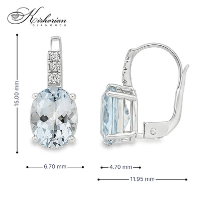 Обеци от бяло злато 18k с аквамарин 3.18ct и диаманти 0.13ct – модел S281336