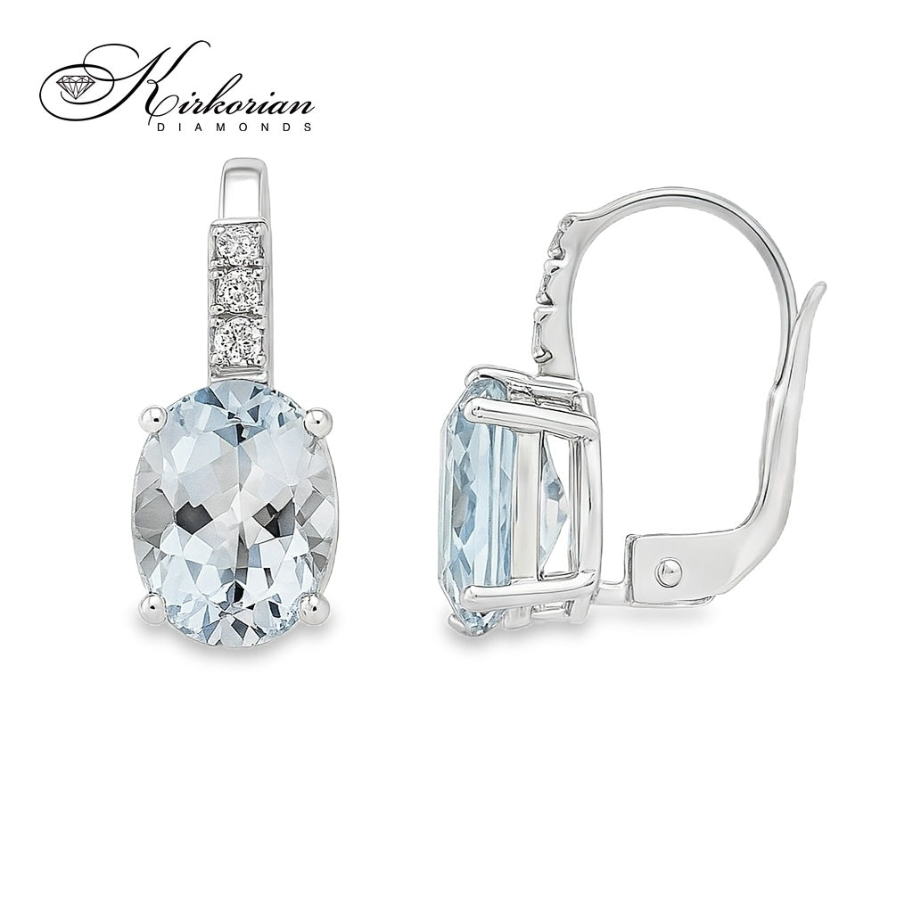 Обеци от бяло злато 18k с аквамарин 3.18ct и диаманти 0.13ct – модел S281336