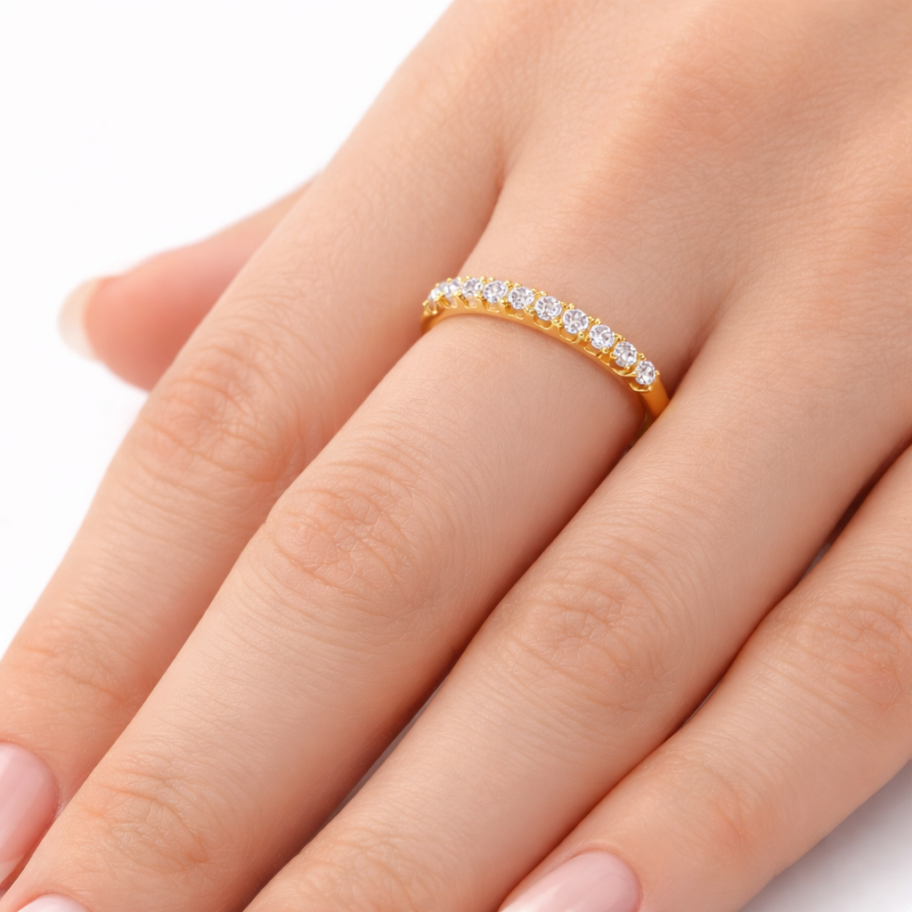 Вечна халка Eternity от жълто злато 18K с естествени диаманти 0.23 ct SBBF29003CG – луксозен пръстен с диаманти и KD сертификат