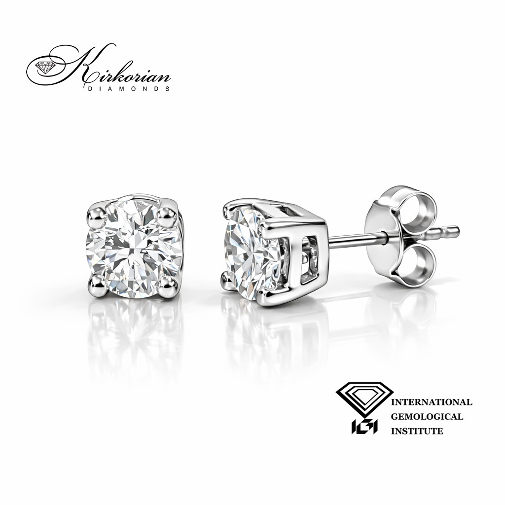 Обеци с лабораторни диаманти 1.56 ct D VS1 бяло злато 14К IGI