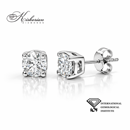 Обеци с лабораторни диаманти 1.56 ct D VS1 бяло злато 14К IGI
