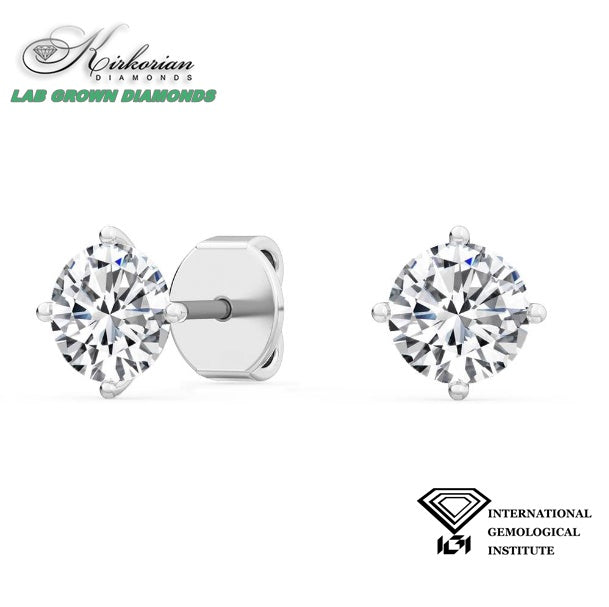 Класически обеци с Lab Grown диаманти 1.00ct | Бяло злато 14k | IGI сертификат – LGSJE31893