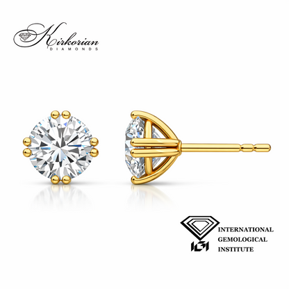 Страничен профил на диамантена обеца 1.01 ct от жълто злато 585