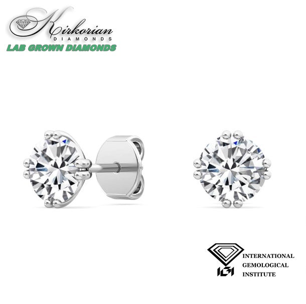 Класически обеци с Lab Grown диаманти 1.50ct | Бяло злато 14k | IGI сертификат – LGSJE31894