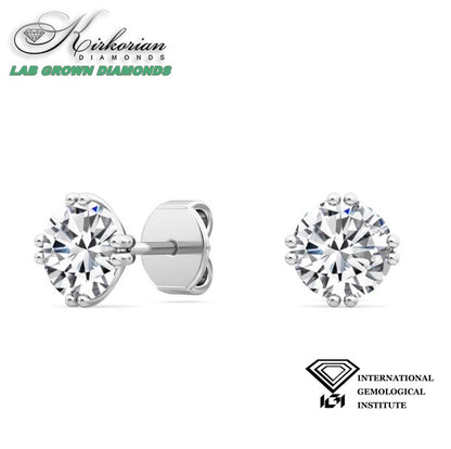 Класически обеци с Lab Grown диаманти 1.50ct | Бяло злато 14k | IGI сертификат – LGSJE31894
