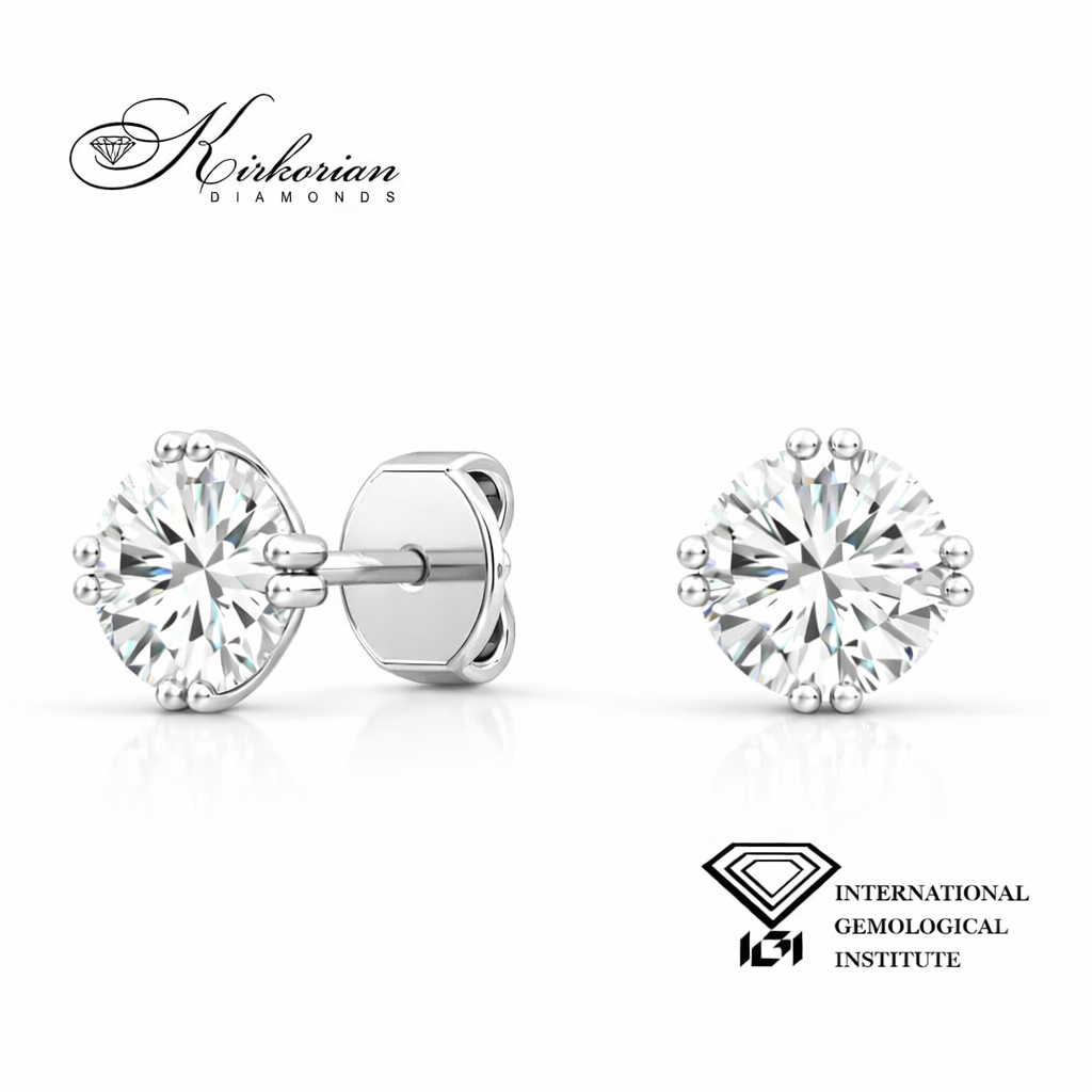 диамантени обеци 1.00 ct lab grown диаманти бяло злато 14К kirkorian diamonds