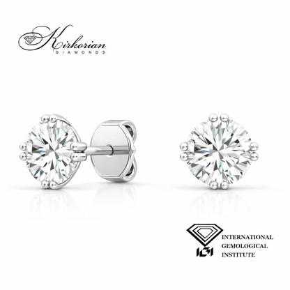 диамантени обеци 1.00 ct lab grown диаманти бяло злато 14К kirkorian diamonds