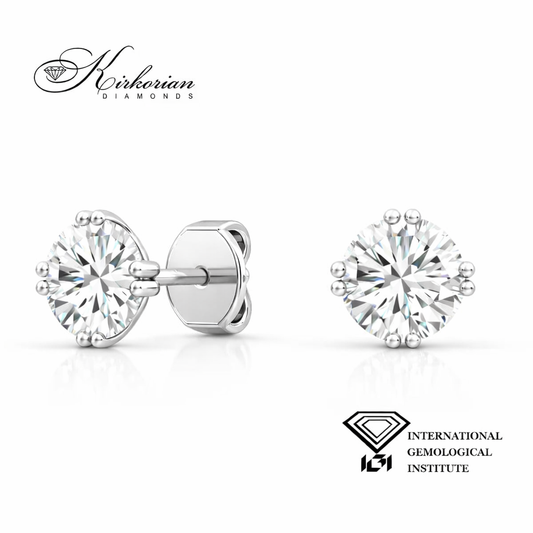 диамантени обеци 1.00 ct lab grown диаманти бяло злато 14К kirkorian diamonds