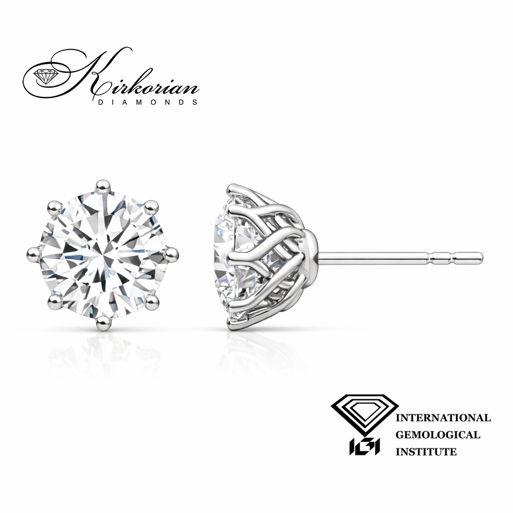 Обеци от бяло злато 14К с лабораторно създадени диаманти 2.09 ct D VS1 IGI модел SJE31896