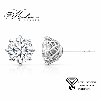 Обеци от бяло злато 14К с лабораторно създадени диаманти 2.09 ct D VS1 IGI модел SJE31896