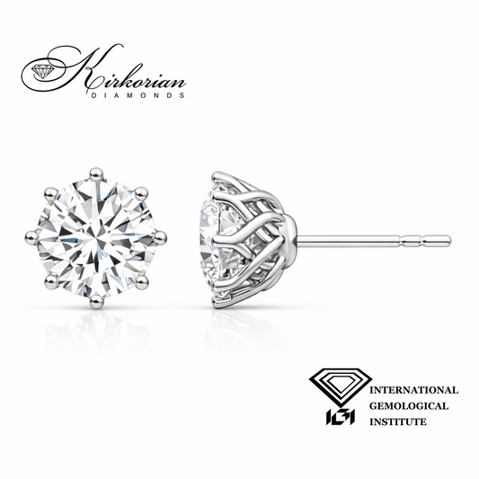 Обеци от бяло злато 14К с лабораторно създадени диаманти 2.09 ct D VS1 IGI модел SJE31896