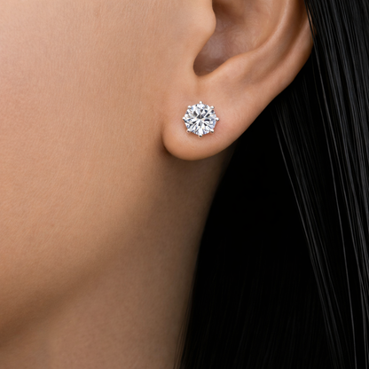 Обеци 2.09 ct Lab Grown диаманти D VS1 от бяло злато 14К върху ухо SJE31896