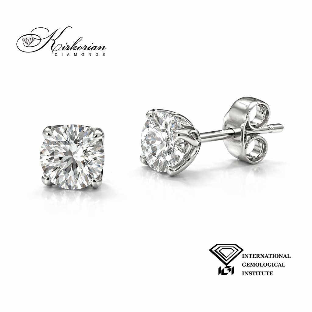 Обеци с диаманти 1.09 ct IGI от бяло злато 585 с брилянтна шлифовка