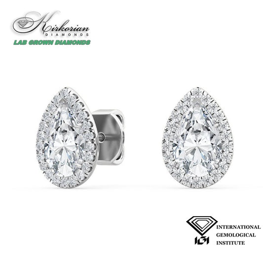 Обеци с Lab Grown диаманти 1.35ct | Бяло злато 18k | Форма PEAR | IGI сертификат – LGSJE31901