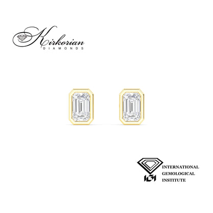 Обеци от жълто злато 18К с EMERALD диаманти 0.76ct VVS-VS IGI – цени от производител