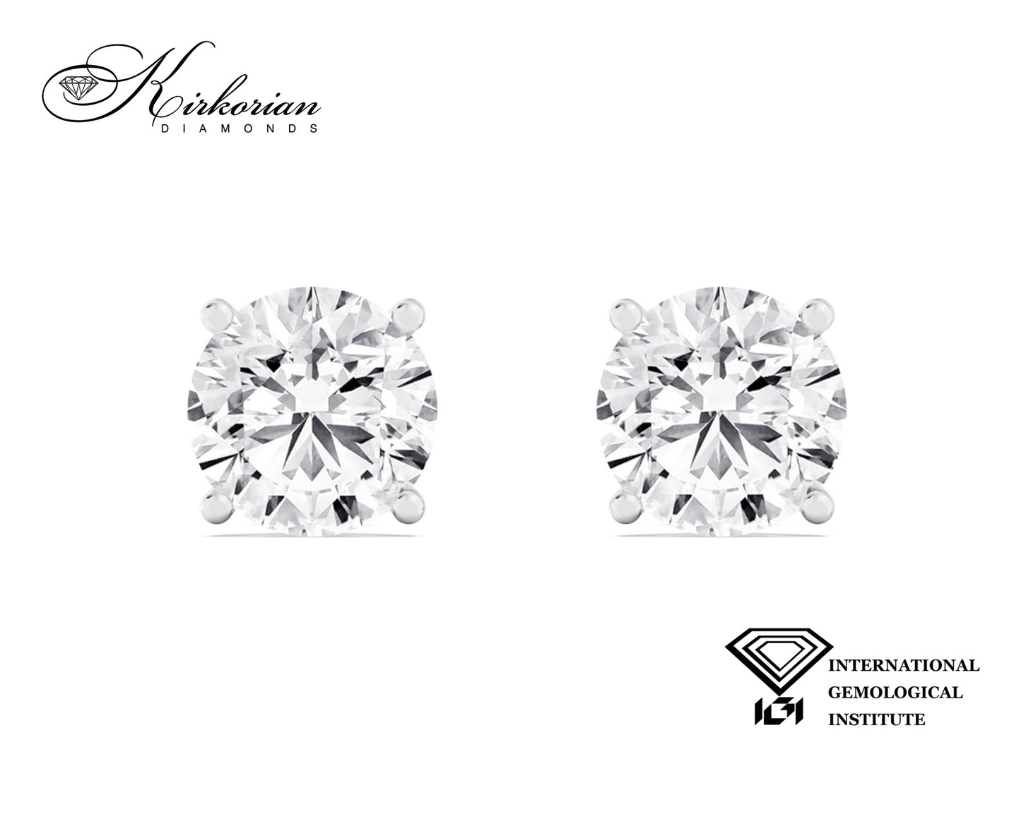 Класически обеци с Lab Grown диаманти 1.15 ct от бяло злато 14K IGI – LGSJE32932