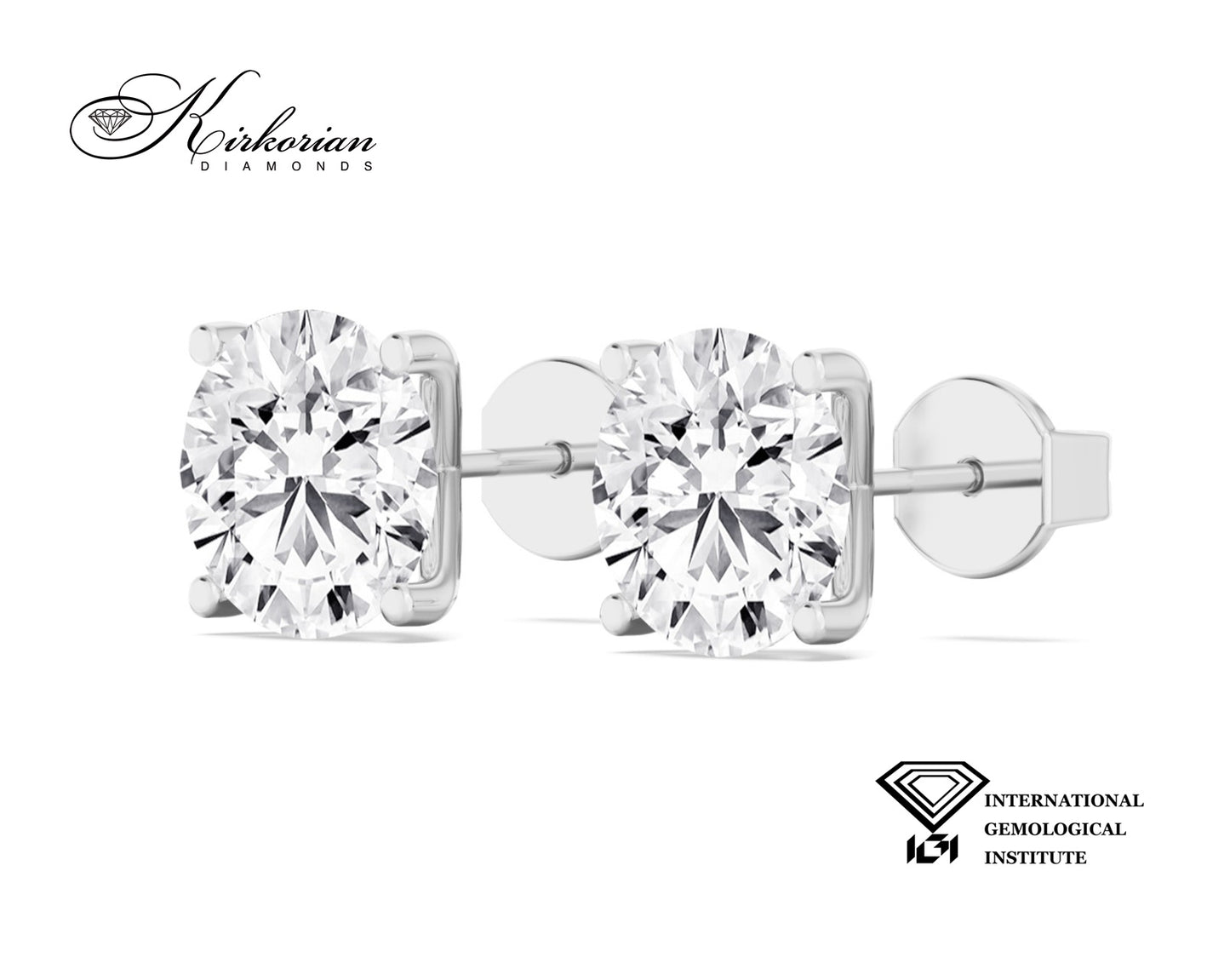 Класически обеци с Lab Grown диаманти 1.15 ct от бяло злато 14K IGI – LGSJE32932