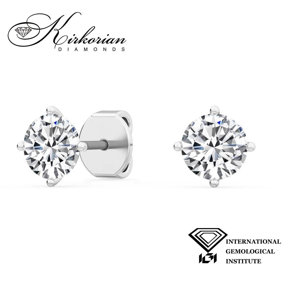 Класически обеци с Lab Grown диаманти 1.50ct от бяло злато 14k – IGI сертификат – модел LGSJE32932C