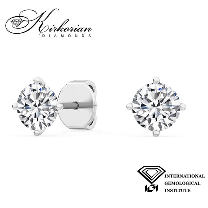 Класически обеци с Lab Grown диаманти 1.50ct от бяло злато 14k – IGI сертификат – модел LGSJE32932C