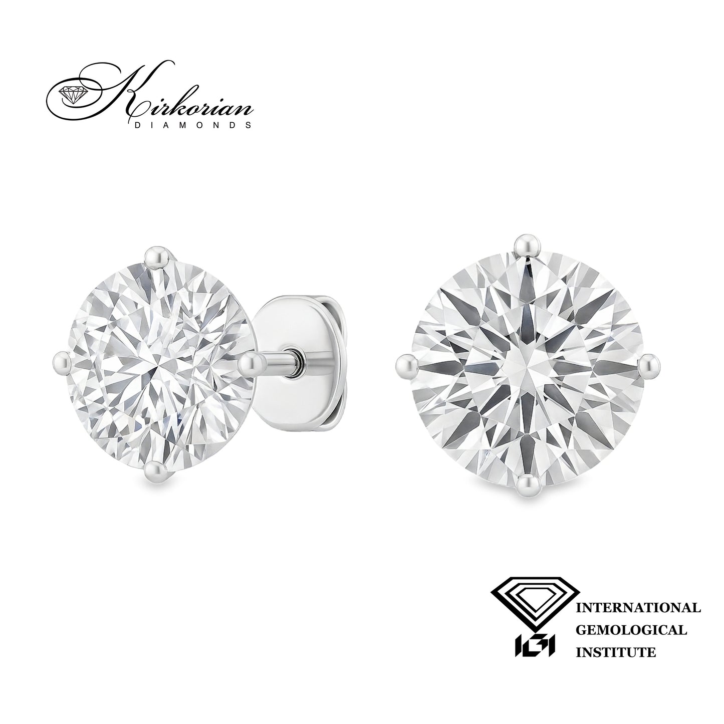 Луксозни обеци с диаманти 2.00ct E/F VVS-VS от бяло злато 18k с IGI сертификат