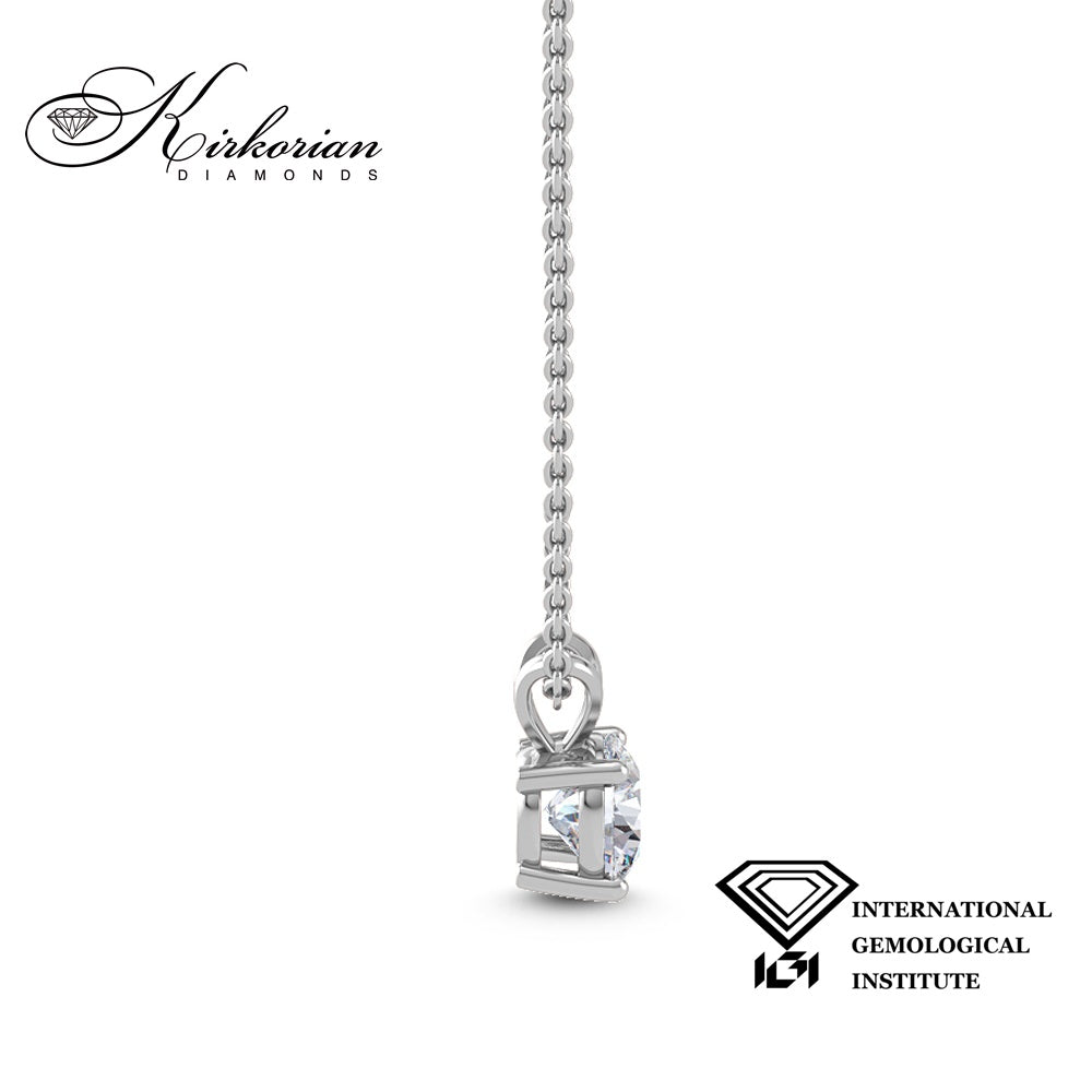 Класическо колие с диамант 0.71ct E-F/VVS от бяло злато 18k с IGI сертификат