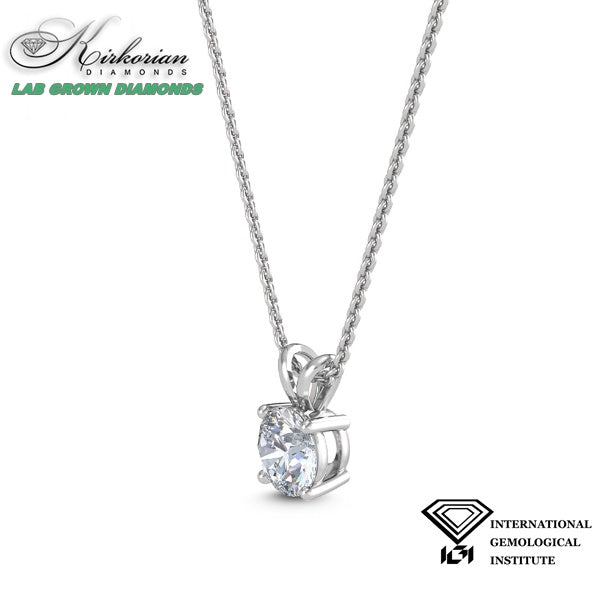 Класическо колие с диамант 0.71ct E-F/VVS от бяло злато 18k с IGI сертификат