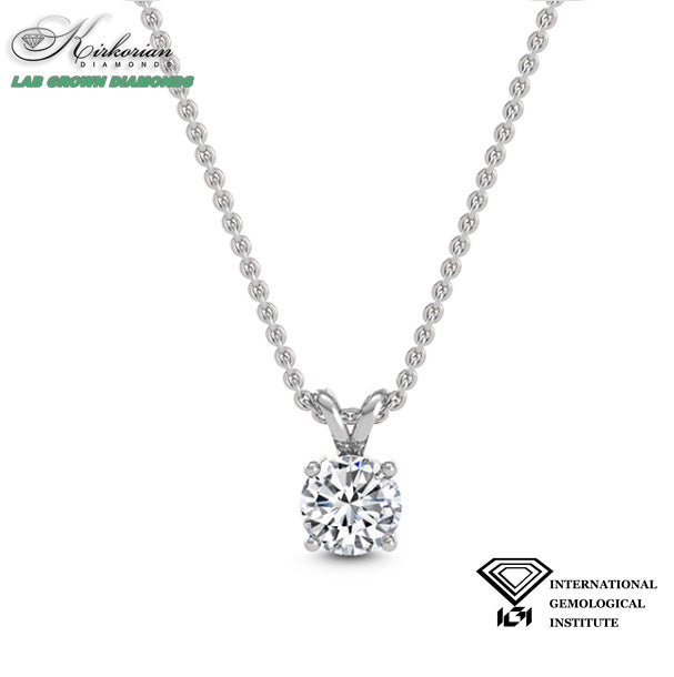 Класическо колие с диамант 0.71ct E-F/VVS от бяло злато 18k с IGI сертификат
