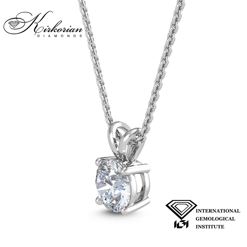 Елегантно колие с диамант 1.60ct E/VS1 от бяло злато 18k с IGI сертификат – Луксозен избор
