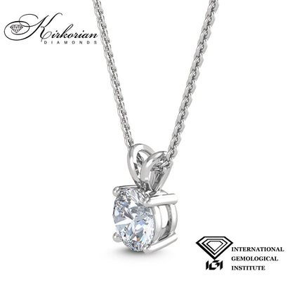 Елегантно колие с диамант 1.60ct E/VS1 от бяло злато 18k с IGI сертификат – Луксозен избор
