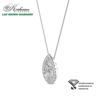 Колие от бяло злато 18k с Lab Grown диамант Pear 0.80ct – IGI сертификат | Модел LGSJP31624