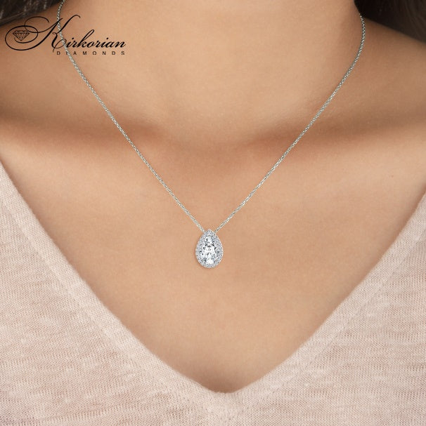 Колие от бяло злато 18k с Lab Grown диамант Pear 0.80ct – IGI сертификат | Модел LGSJP31624