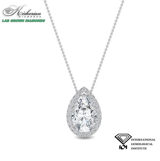 Колие от бяло злато 18k с Lab Grown диамант Pear 0.80ct – IGI сертификат | Модел LGSJP31624