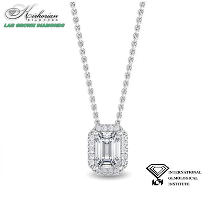 Колие от бяло злато 18k с Lab Grown Emerald диамант 0.78ct – IGI сертификат | Модел LGSJP31655