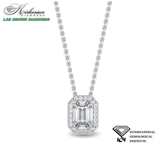 Колие от бяло злато 18k с Lab Grown Emerald диамант 0.78ct – IGI сертификат | Модел LGSJP31655