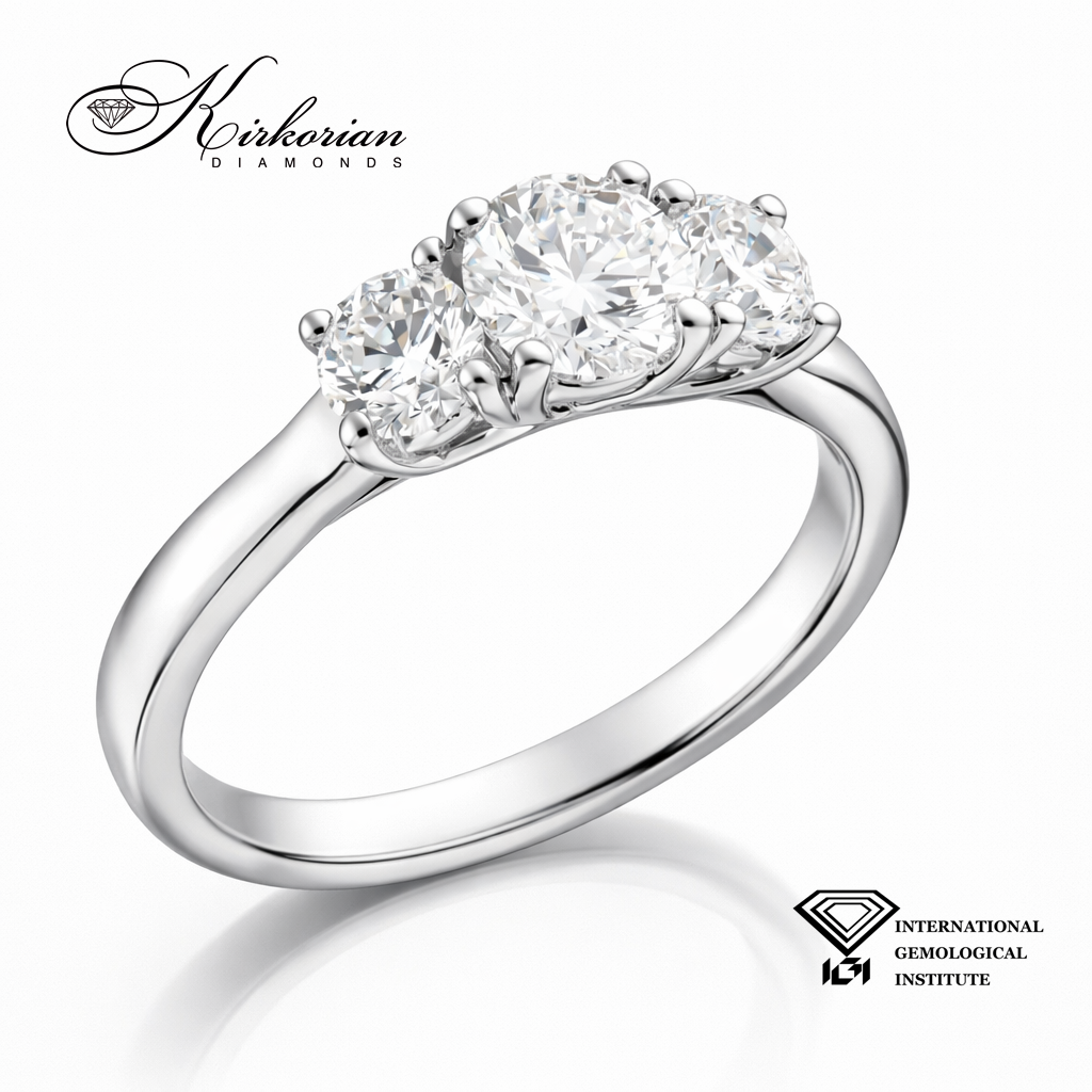 Пръстен от бяло злато с централен лабораторен диамант 0.54 ct E/F