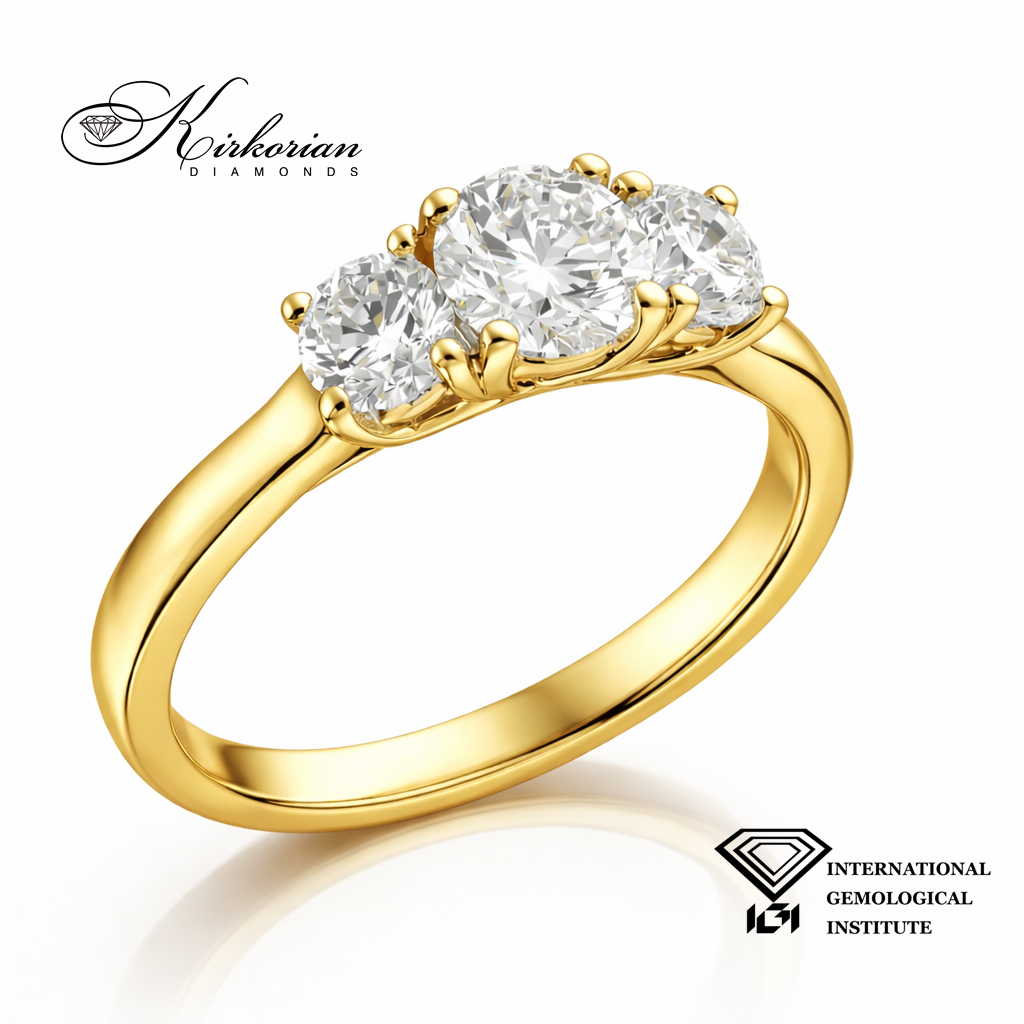 Пръстен от жълто злато с централен лабораторен диамант 0.55 ct E/F