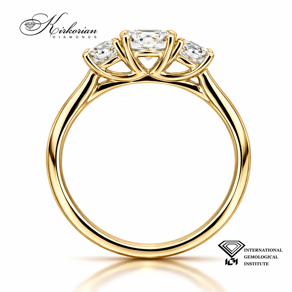 Луксозен годежен пръстен от жълто злато 585 с диаманти 1.02 ct