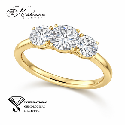Годежен пръстен с лабораторни диаманти 1.52 ct IGI изглед отпред