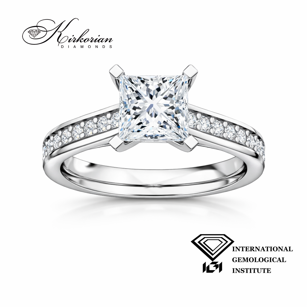 Годежен пръстен Princess 1.33 ct лабораторно отгледан диамант
