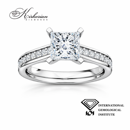 Годежен пръстен Princess 1.33 ct лабораторно отгледан диамант