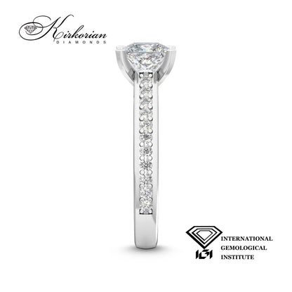 Годежен пръстен Princess 1.33 ct E VS1 лабораторно отгледан диамант | Бяло злато 14К | IGI | SJR55517PR