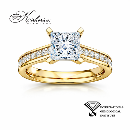 Princess 1.00 ct E VS1 IGI жълто злато 14К