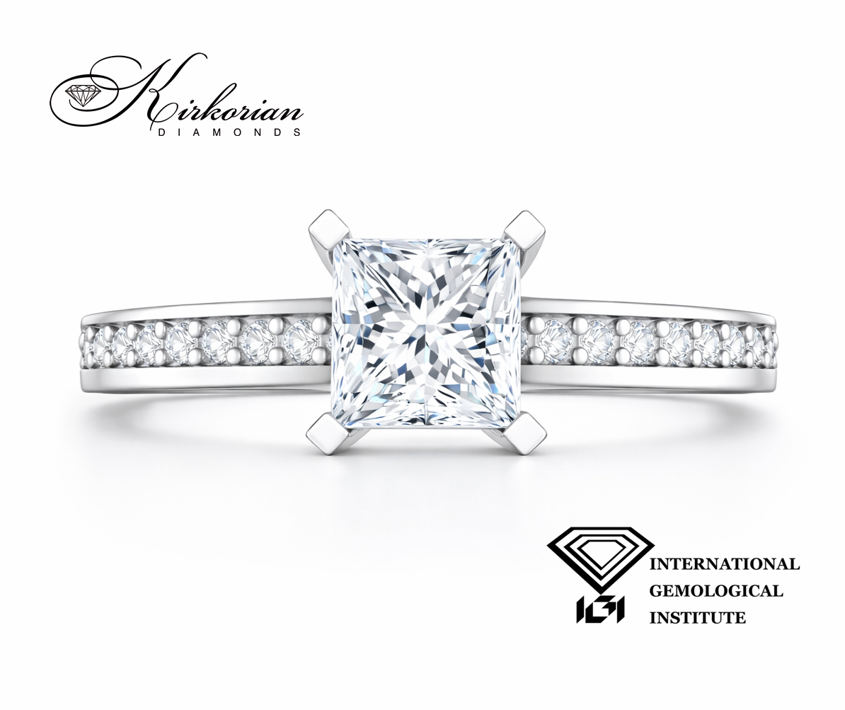 Годежен пръстен Princess 1.33 ct E VS1 лабораторно отгледан диамант | Бяло злато 14К | IGI | SJR55517PR
